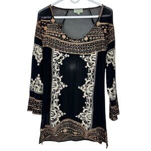 Joolay Black Sheer Appliqué Tunic